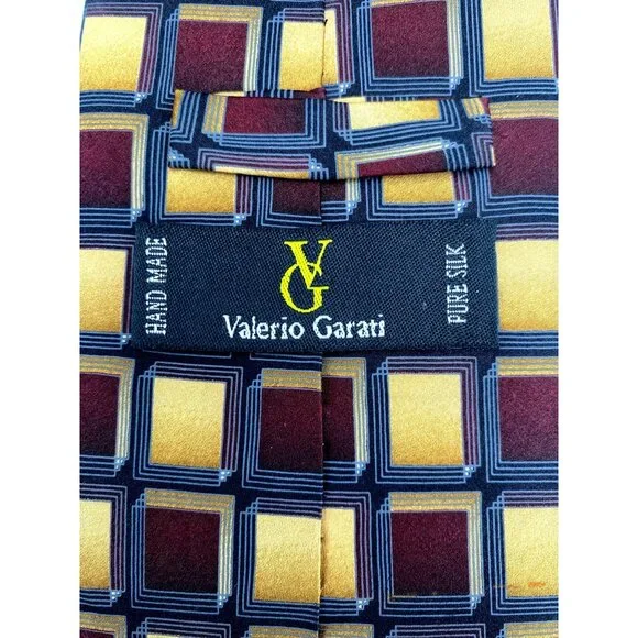 Valerio Garati Geometric Italy Italian Handmade Silk Tie Neck Luxury Vintage - Picture 6 of 6